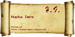 Hupka Imre névjegykártya